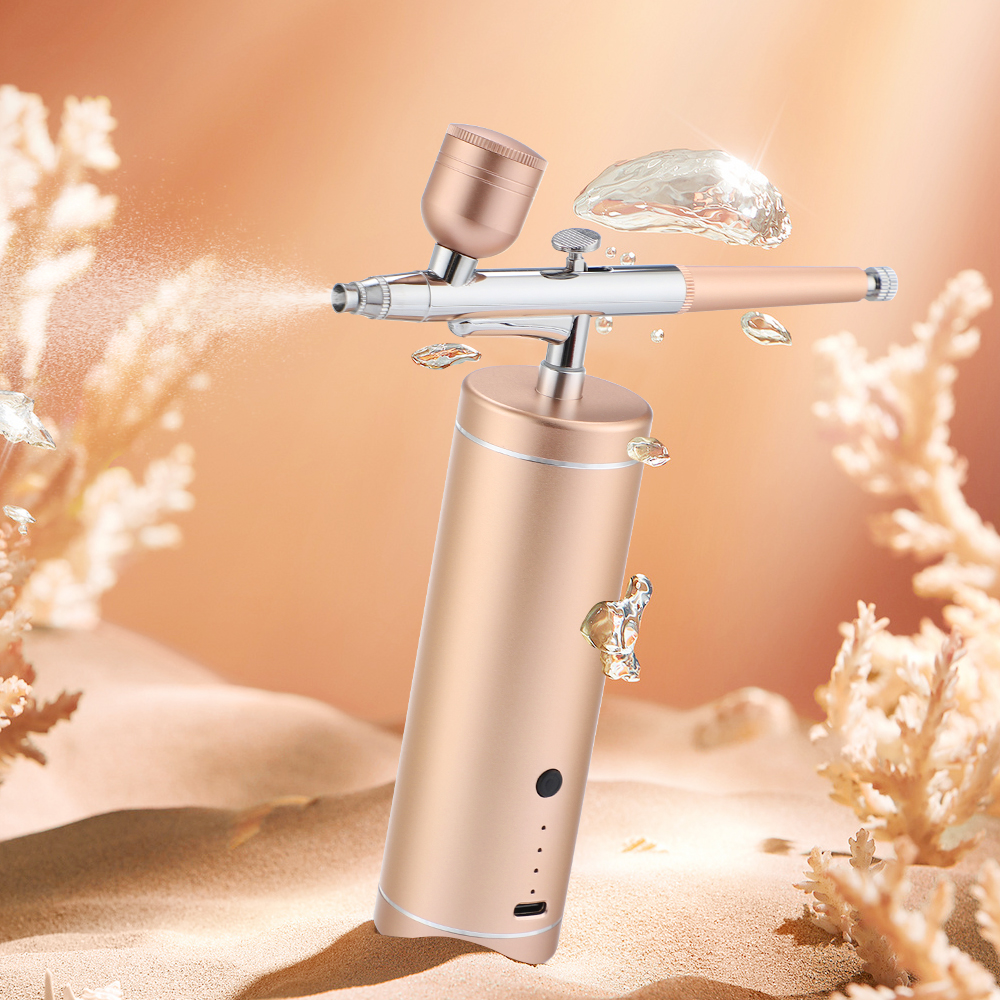 Top 0.3mm Pink Mini Air Compressor Kit Air-Brush Paint Spray Gun Airbrush For Nail Art Tattoo Craft Cake Nano Fog Mist Sprayer