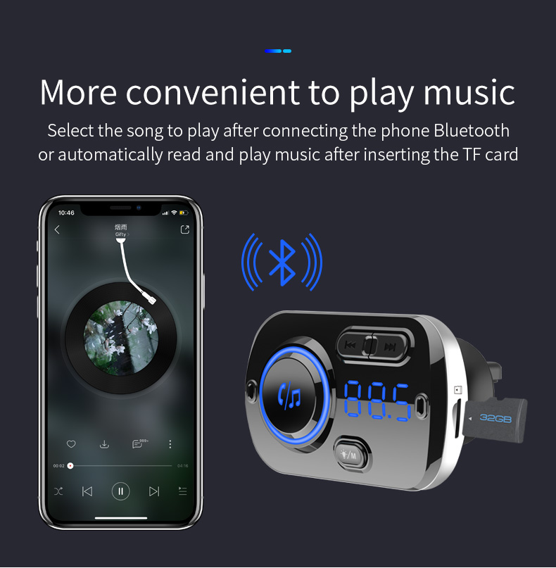 Car Fm Transmitter Bluetooth 5.0 Mp3 Player Radio modulator Adapter QC3.0 Fast USB Car Charger Handsfree Car Kit Wireless