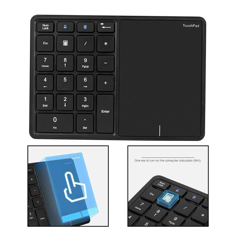 SeenDa 2.4G Bluetooth Keyboard Numeric Keypad 22 Keys Digital Keyboard with Touchpad for Windows IOS Mac OS Android PC Tablet