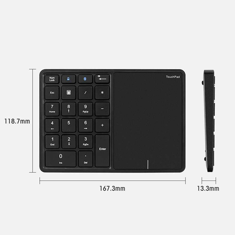SeenDa 2.4G Bluetooth Keyboard Numeric Keypad 22 Keys Digital Keyboard with Touchpad for Windows IOS Mac OS Android PC Tablet