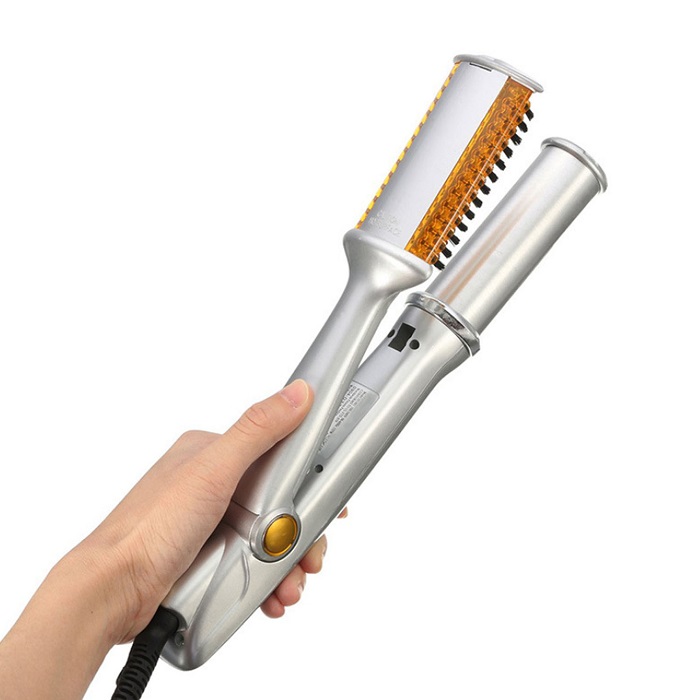 2 in 1 Hair Straightener Iron Curling Curler Portable Adjustable Temperature Ceramic Curling Iron Wand Roller Hairdressing Tool