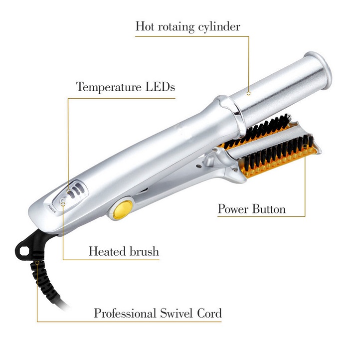 2 in 1 Hair Straightener Iron Curling Curler Portable Adjustable Temperature Ceramic Curling Iron Wand Roller Hairdressing Tool