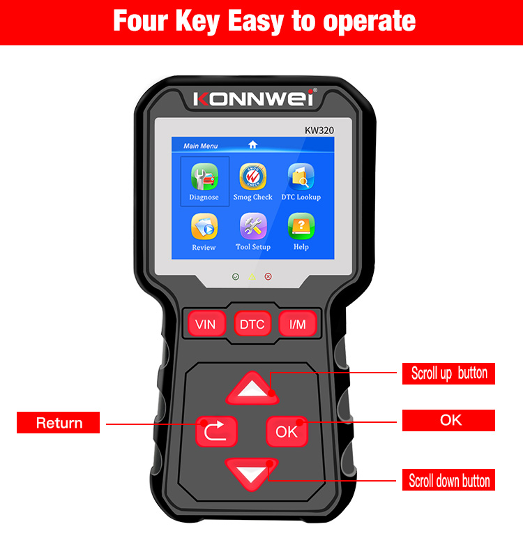 1pc KW320 Car Scanner Obd 2 Diagnostic Tool Car Code Reader OBD2 Engine Scanner Multilingual