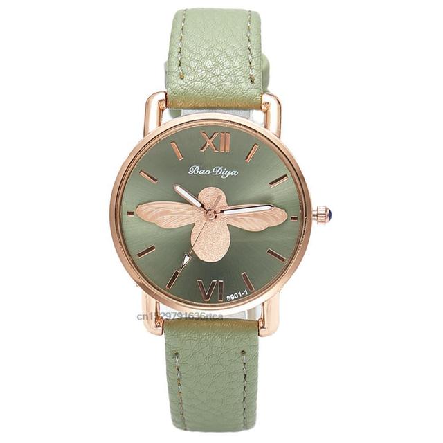 Simple Little bee Design Women Watches Vintage Leather Fashion Casual Female Quartz