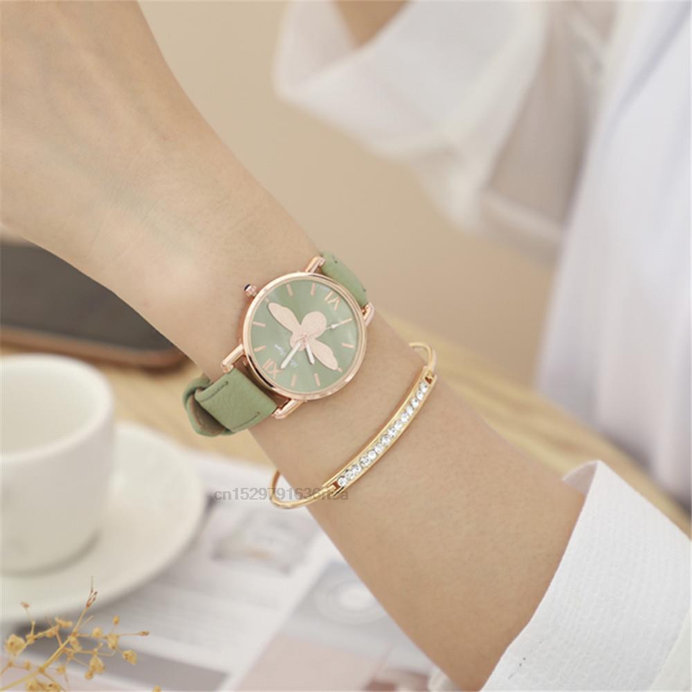 Simple Little bee Design Women Watches Vintage Leather Fashion Casual Female Quartz