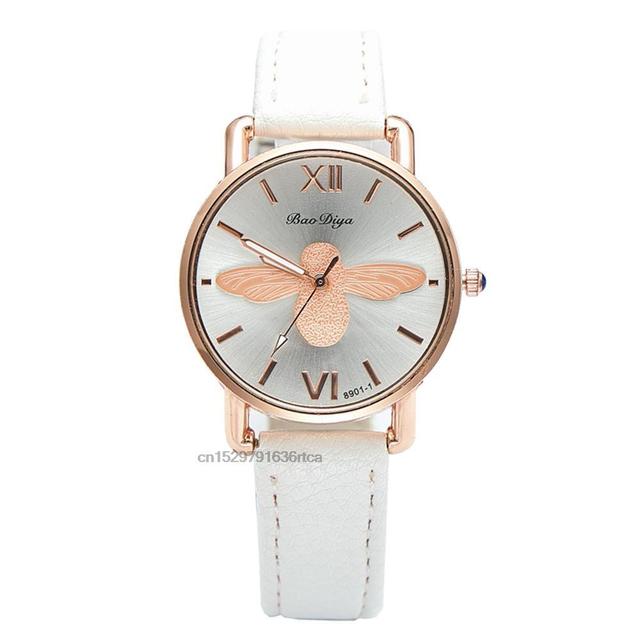 Simple Little bee Design Women Watches Vintage Leather Fashion Casual Female Quartz