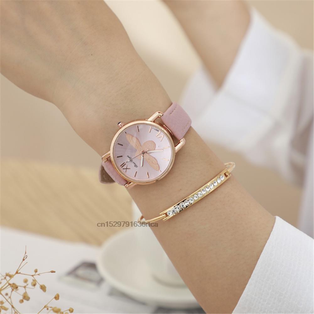Simple Little bee Design Women Watches Vintage Leather Fashion Casual Female Quartz
