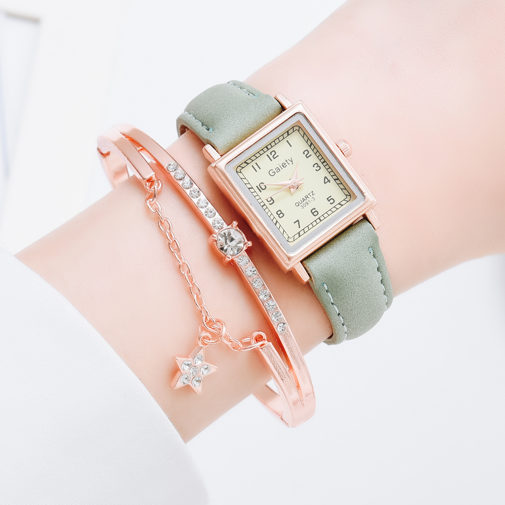 Fashion Women Leather Belt Quartz Square Dial Sport Casual Ladies Wrist Watch