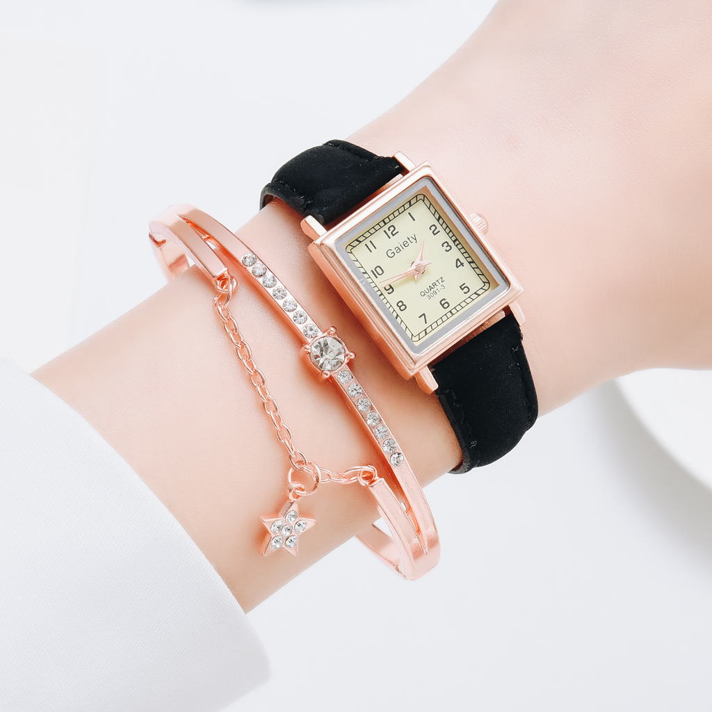 Fashion Women Leather Belt Quartz Square Dial Sport Casual Ladies Wrist Watch