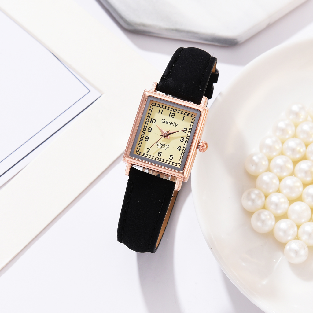 Fashion Women Leather Belt Quartz Square Dial Sport Casual Ladies Wrist Watch