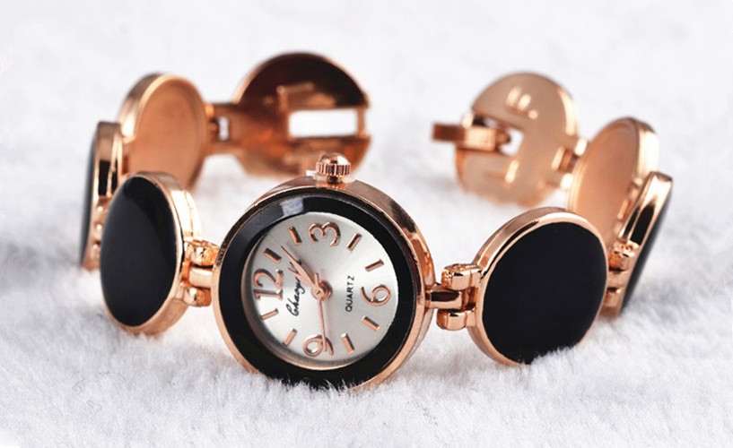 Women Watch Fashion Casual Wafer Design Round Dial Quartz Wristwatch