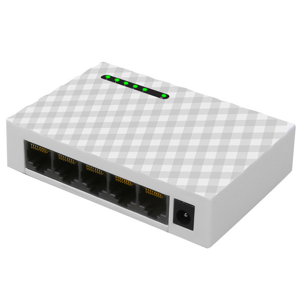 Mini 5 Port Desktop 1000 Mbps Network Switch GigMini 5 Port Desktop 1000 Mbps Network Switch Gigabit Fast RJ45 Ethernet Swabit Fast RJ45 Ethernet Switcher LAN Switching Hub Adapter EU/US Power Adapter