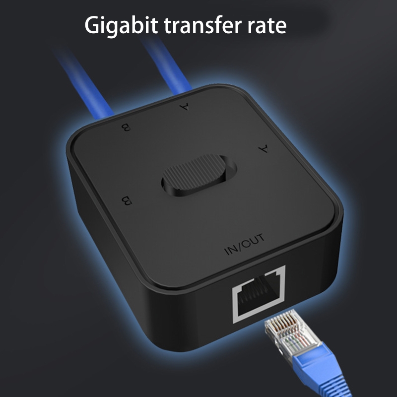 2 Port RJ45 LAN CAT6 Network Switch Selector 1000Mbps 2 In 1 Out/1 In 2 Out Internal External Network Switcher Splitter