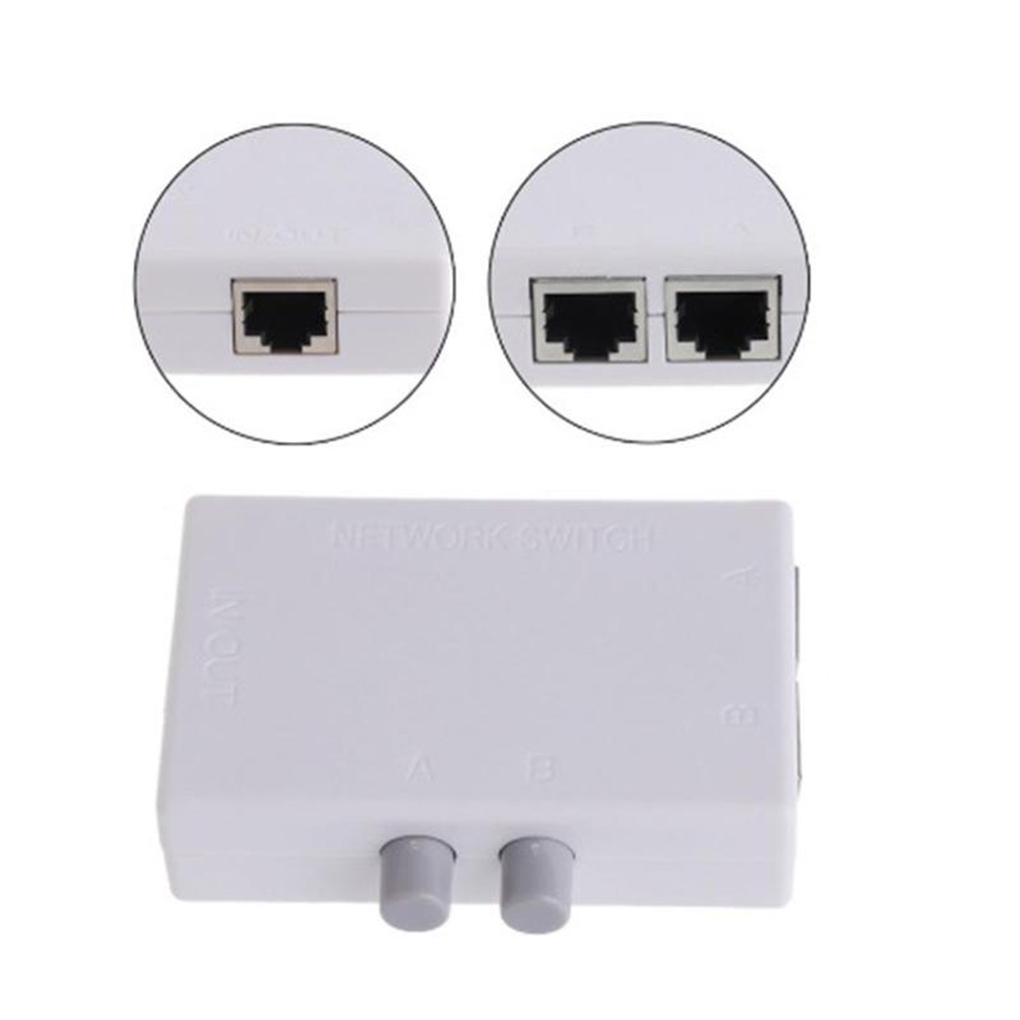 Mini 2 Port AB Sharing Manual RJ45 Switch Adapter 2 in 1 out or 1 in 2 out RJ45 Network Ethernet Switcher Splitter