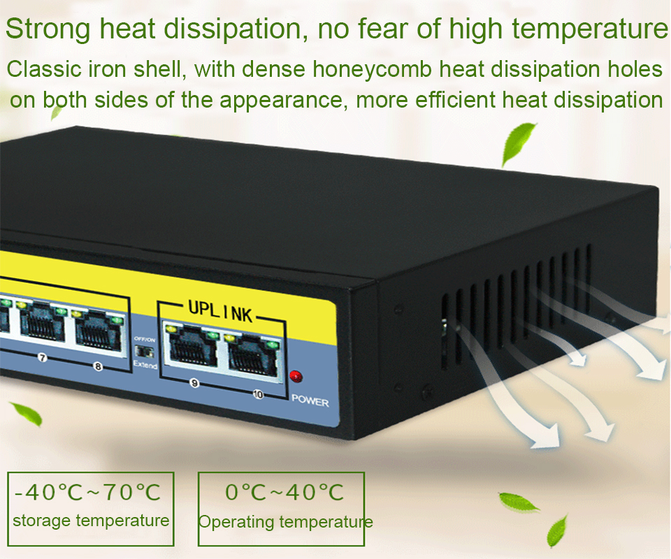 8CH POE Switch 100Mbps 48V Smart IP Switch Standard POE  RJ45 Injector Ethernet Switcher for IP Camera/Wireless AP/CCTV