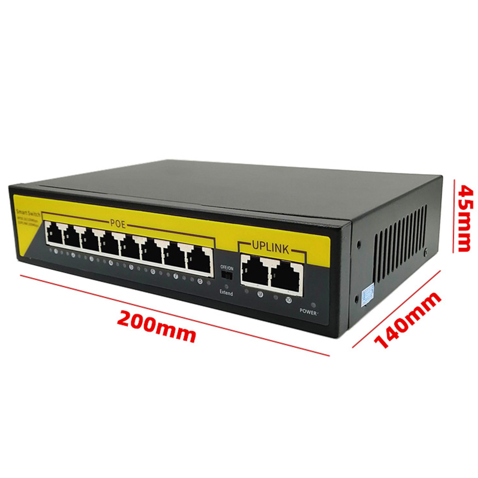 8CH POE Switch 100Mbps 48V Smart IP Switch Standard POE  RJ45 Injector Ethernet Switcher for IP Camera/Wireless AP/CCTV
