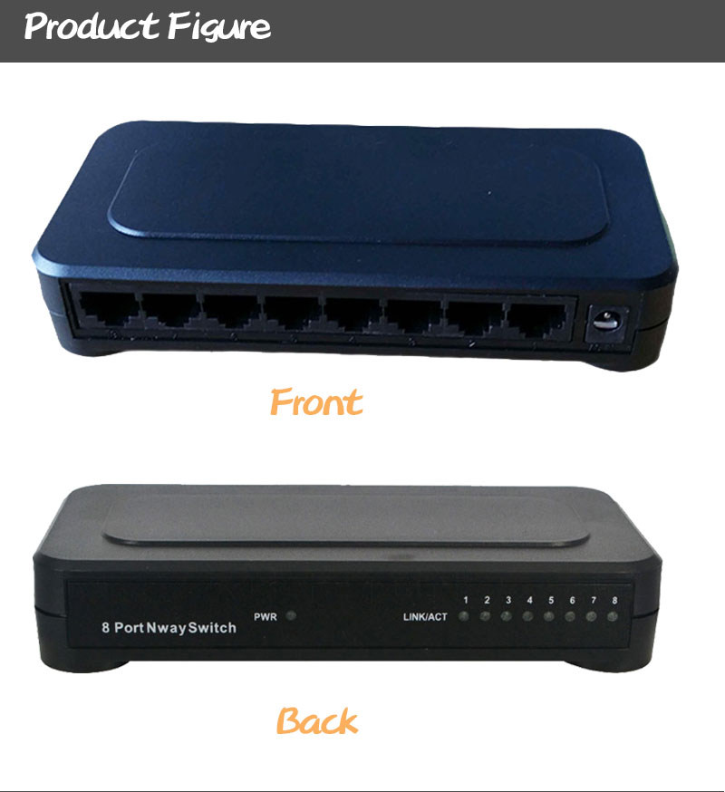 OEM 10 / 100mbps RJ45 8 Port Fast Ethernet Switch Lan Hub EU Plug 5v Adapter Power Supply Network Switch