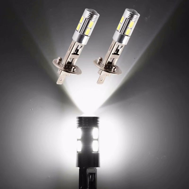 2Pc H1 H3 LED Bulbs 6000K White Super Bright High Power 10-SMD 5630 Car Fog Light Driving DRL Auto Lamp
