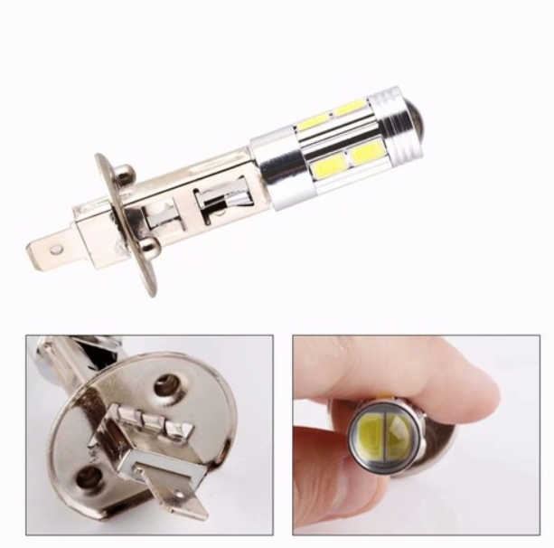 2Pc H1 H3 LED Bulbs 6000K White Super Bright High Power 10-SMD 5630 Car Fog Light Driving DRL Auto Lamp
