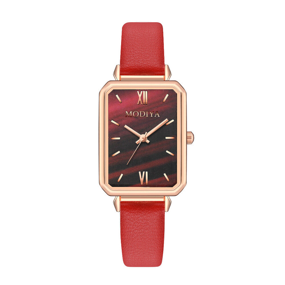 net red retro temperament square student watch female watch emerald malachite green small green watch