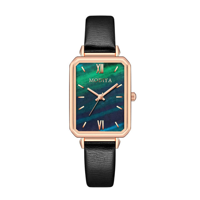 net red retro temperament square student watch female watch emerald malachite green small green watch