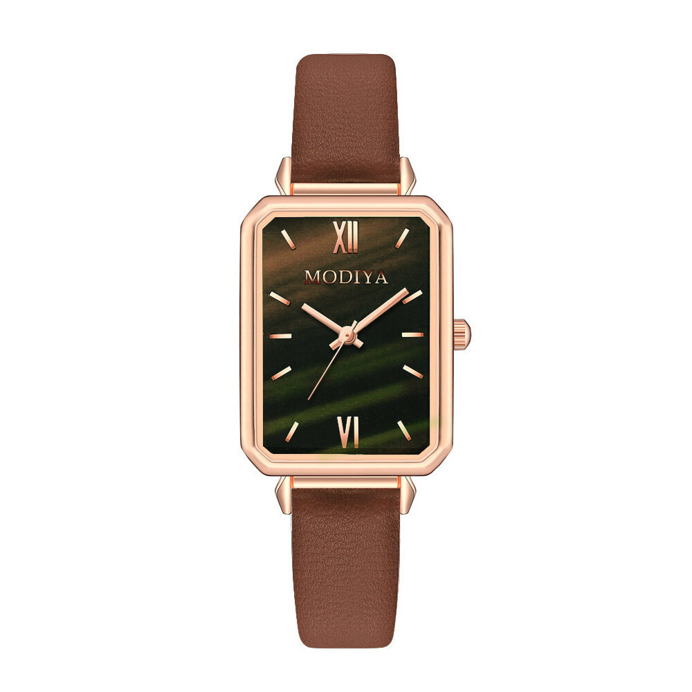 net red retro temperament square student watch female watch emerald malachite green small green watch