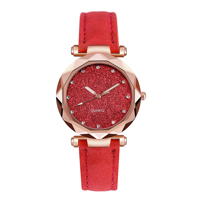 Casual Women Waches Romantic Starry Sky Leather Band Quartz Watch