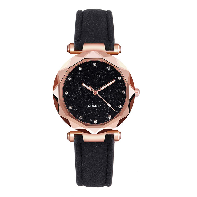 Casual Women Waches Romantic Starry Sky Leather Band Quartz Watch