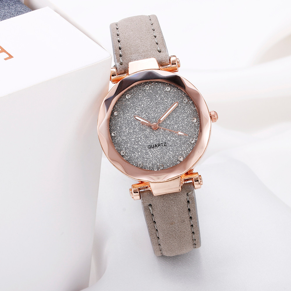 Casual Women Waches Romantic Starry Sky Leather Band Quartz Watch