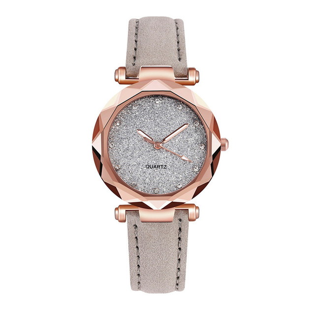 Casual Women Waches Romantic Starry Sky Leather Band Quartz Watch