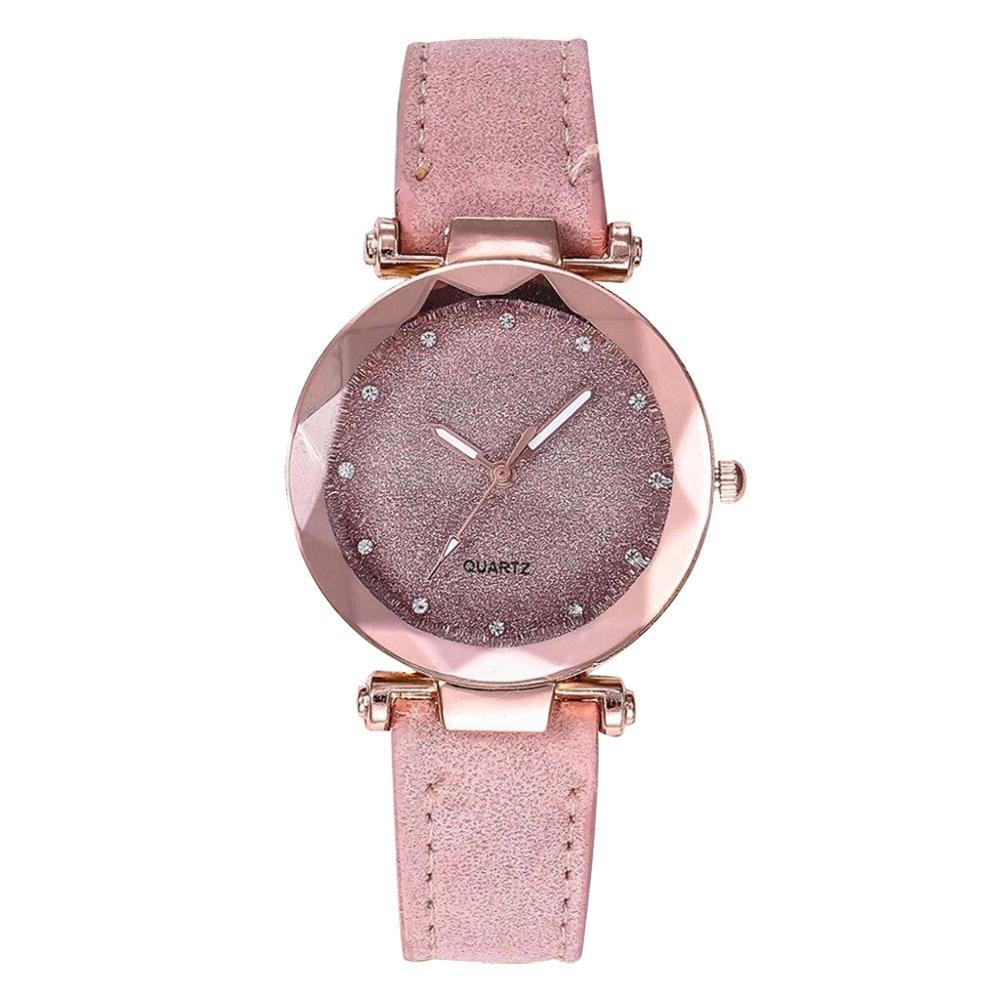 Casual Women Waches Romantic Starry Sky Leather Band Quartz Watch