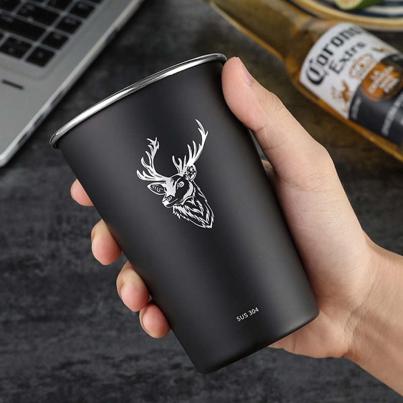 Stainless Steel Metal Beer Cup Cold Drink 500Ml Coffee Tumbler Tea Milk Mugs Home for Camping Household Office Use