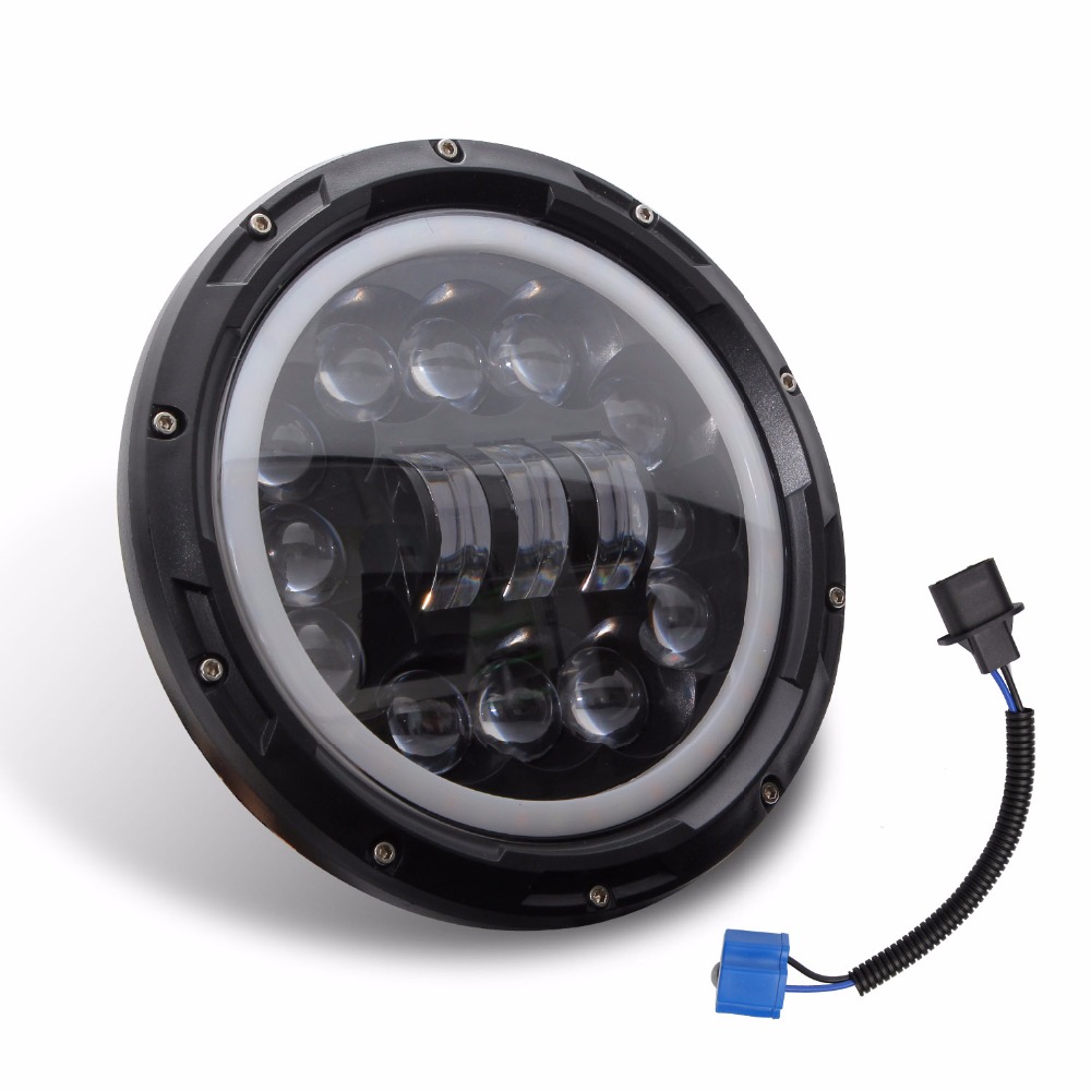 2Pcs 7 Inch LED Headlight Hi/Lo Beam Car Light Bulb With Angel Eye Halo Ring DRL Turning Light For Jeep Wrangler Cherokee TJ