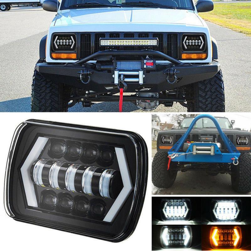 2pc 7 Inch 5×7 Wrangler Off-road Vehicle Modified LED Square Car Light  Truck Motorcycle Tractors Headlights Car Led Headlight