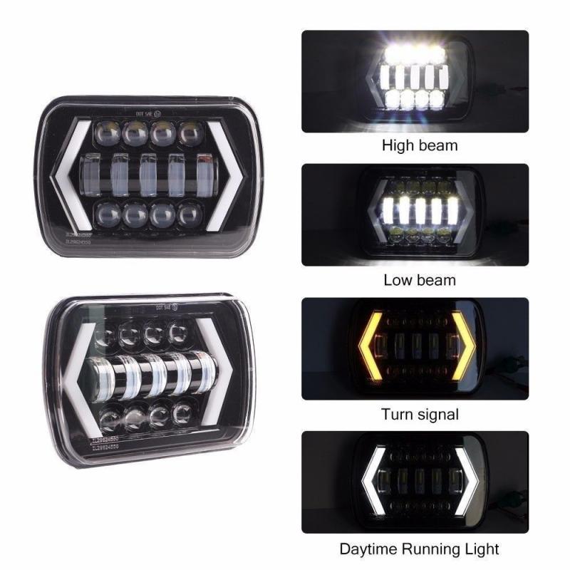 2pc 7 Inch 5×7 Wrangler Off-road Vehicle Modified LED Square Car Light  Truck Motorcycle Tractors Headlights Car Led Headlight