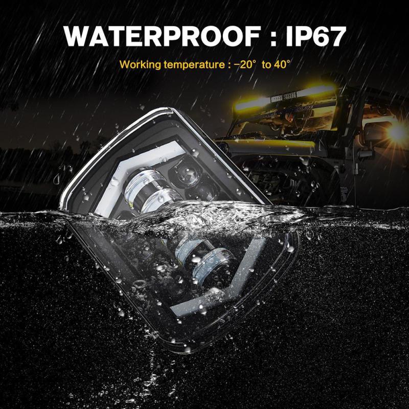 2pc 7 Inch 5×7 Wrangler Off-road Vehicle Modified LED Square Car Light  Truck Motorcycle Tractors Headlights Car Led Headlight