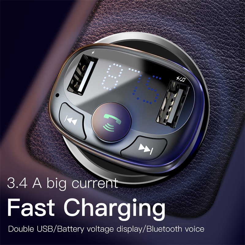 FM Transmitter Bluetooth-compatible Handsfree Car Kit for Mobile Phone MP3 Player With 3.4A Dual USB Car Phone Charger