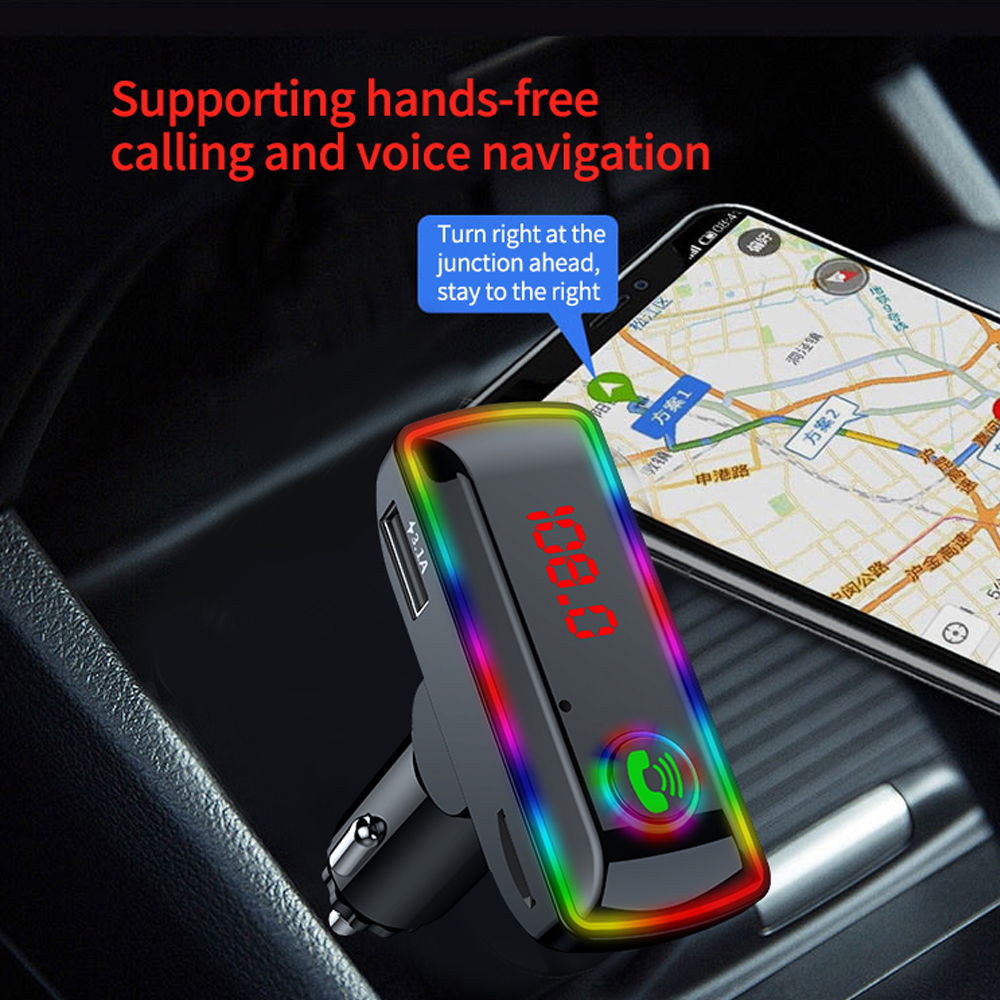 LED Car Bluetooth 5.0 FM Transmitter Wireless Handsfree Audio Receiver Auto MP3 Player 3.1A USB Fast Charger Car Accessories