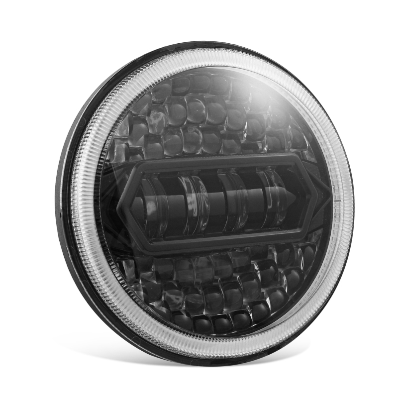 1PC/7 Inch LED Halo Headlights With Turn Signal Amber White DRL Compatible With Jeep Wrangler JK Headlamp-Black Car Headlight Bulbs