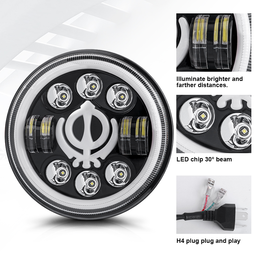 1pc Car LED 7 Inch H4 Headlight Bulbs Hi/Lo Beam Headlight Angel Eye Light Assembly For Car suzuki samurai Jeep Wrangler Accessories