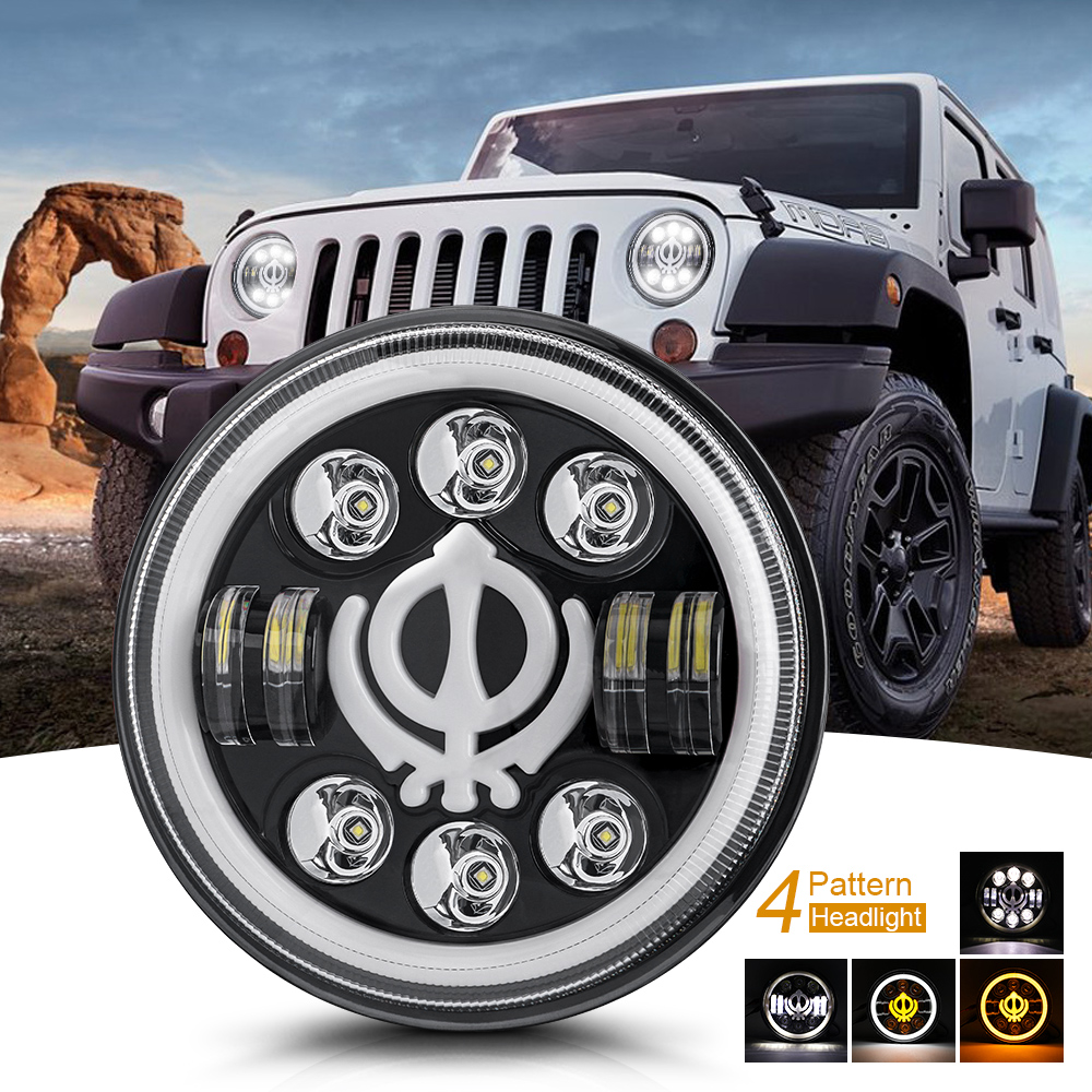1pc Car LED 7 Inch H4 Headlight Bulbs Hi/Lo Beam Headlight Angel Eye Light Assembly For Car suzuki samurai Jeep Wrangler Accessories