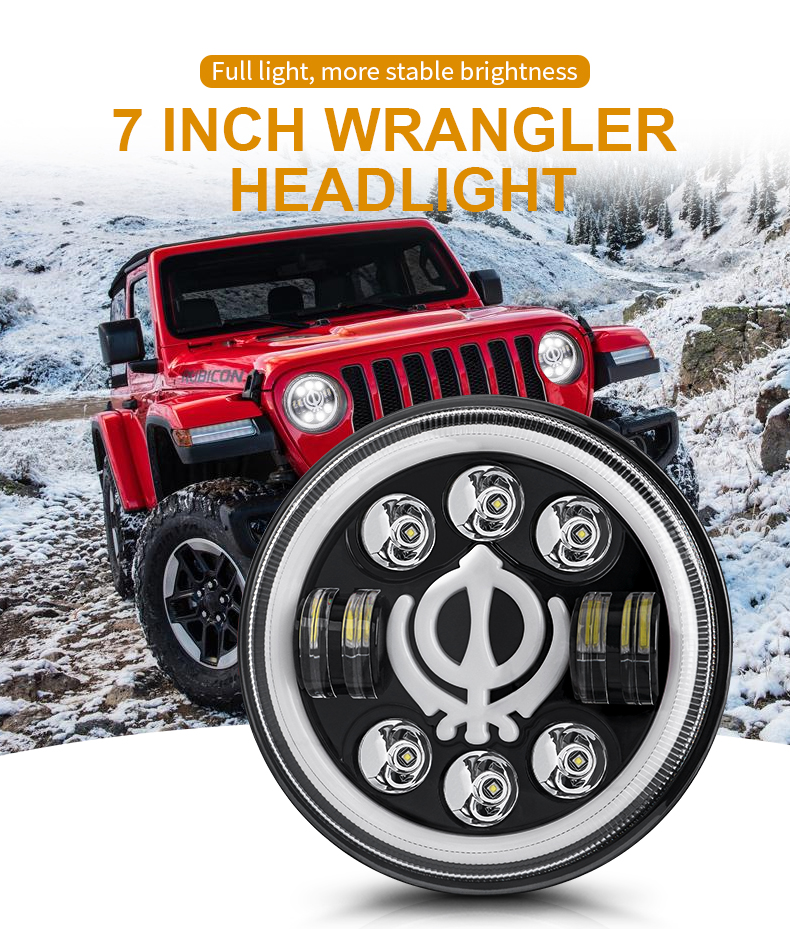 1pc Car LED 7 Inch H4 Headlight Bulbs Hi/Lo Beam Headlight Angel Eye Light Assembly For Car suzuki samurai Jeep Wrangler Accessories