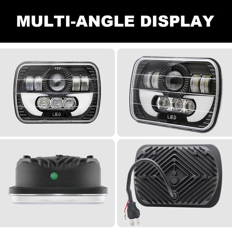 2pc 7 Inch 5×7 Compatible with Wrangler Wrangler Off-road Vehicle LED Square Car Light Motorbike Tractor Led Headlight