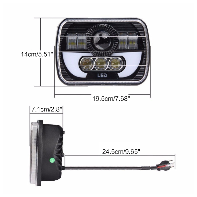 2pc 7 Inch 5×7 Compatible with Wrangler Wrangler Off-road Vehicle LED Square Car Light Motorbike Tractor Led Headlight