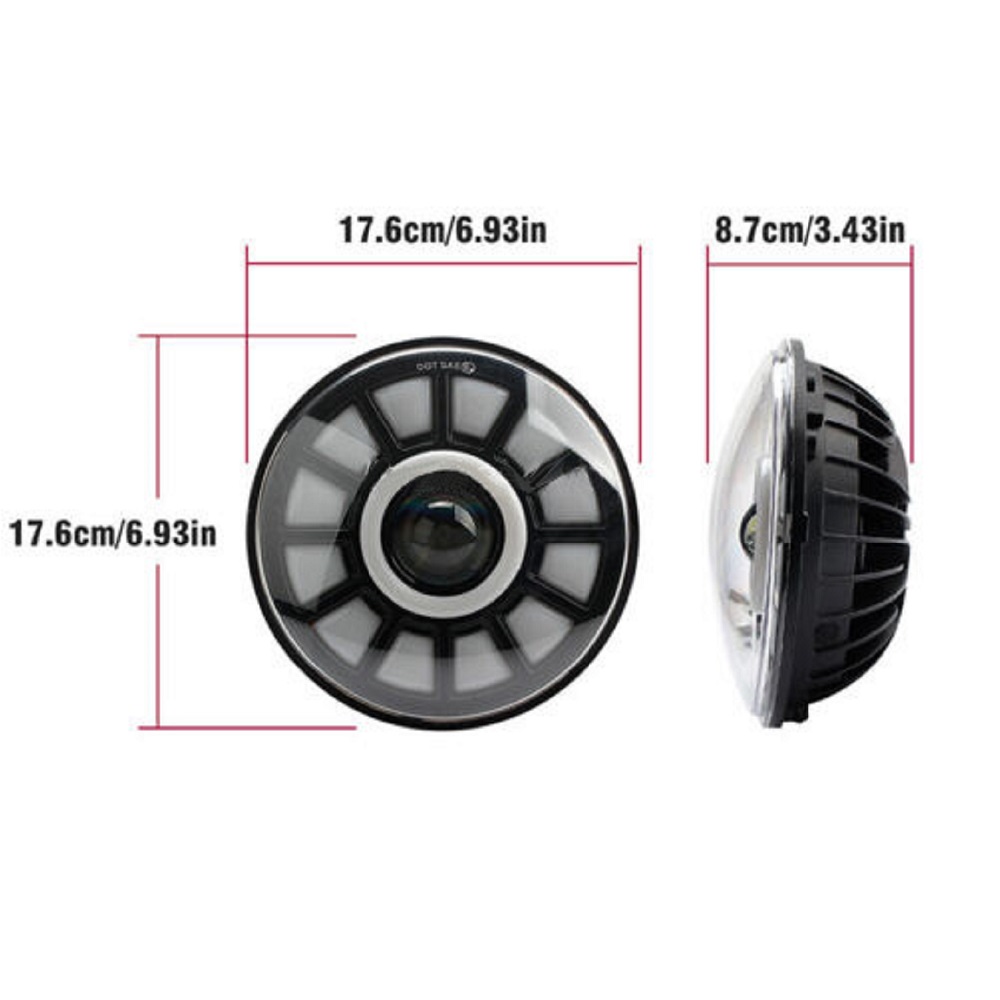 1pc 7 inch LED Headlight Angel Eye White DRL High Low Beam with Amber Turn Signal CREE LED Waterproof for Motorcycle Headlamp SUV