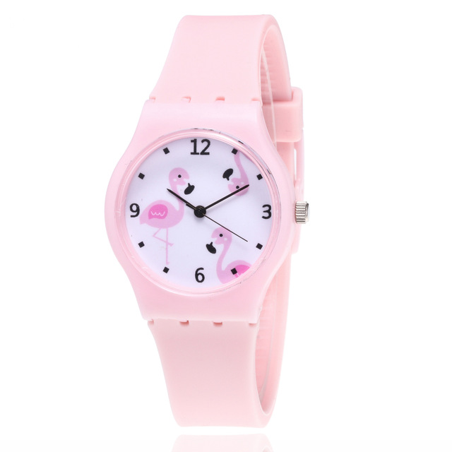 Cartoon Children Watches Cute Flamingo Quartz Watches