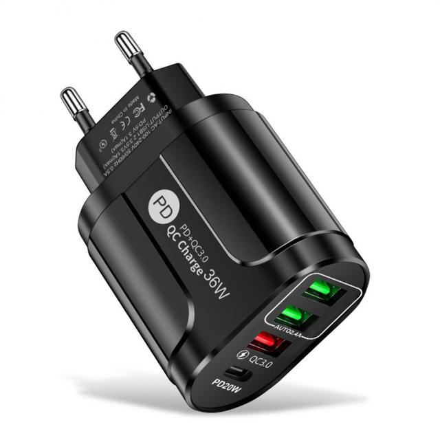 36W European American And British Fast Mobile Phone Charger 3usb With PD Charging Head PD+QC3 0 2.4A Charger Phone Accessory