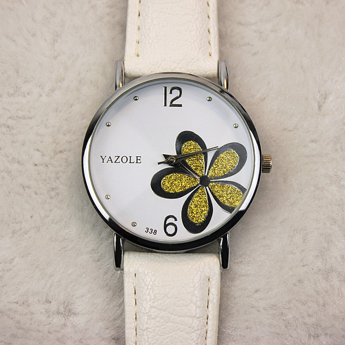 Ultra-thin Fashion Watches Women Leather Strap Flower Ladies Quartz Wrist Watch