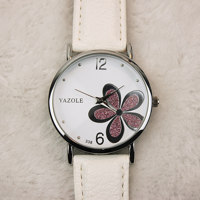 Ultra-thin Fashion Watches Women Leather Strap Flower Ladies Quartz Wrist Watch