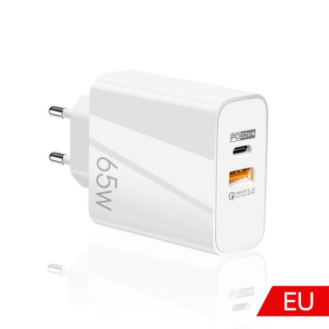 65W PD+QC3.0 Mobile Phone Charging Head USB Type C Fast Charger Korea Specification Plug Adapter For IPhone Samsung Phones